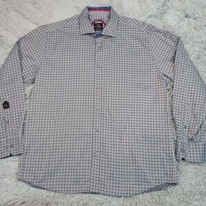 Di Nero Shirt Mens XXL Blue Milano Check‎ Career Preppy Casual Turkey Button Up